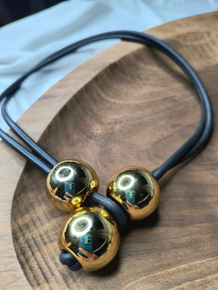 Modern Rubber 2in1 Necklace with High Quality Acrylic Beads, Handmade, Allergen Free, Personalized