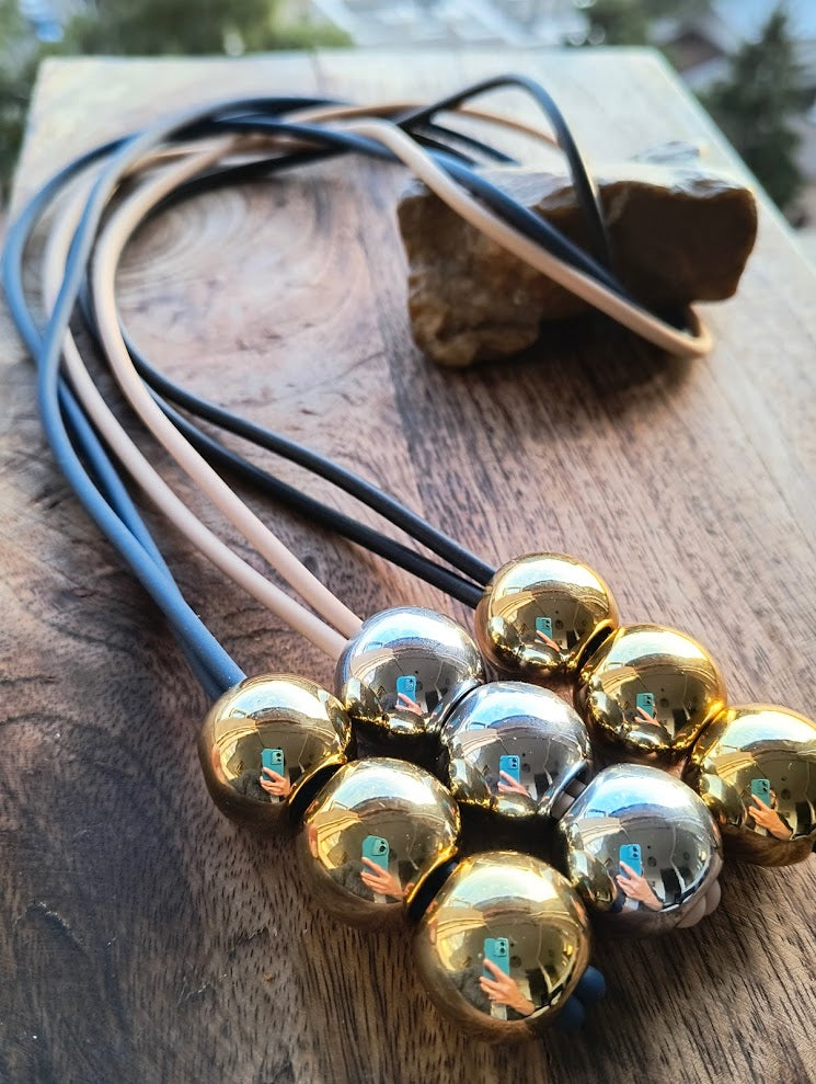 Modern Rubber 2in1 Necklace with High Quality Acrylic Beads, Handmade, Allergen Free, Personalized