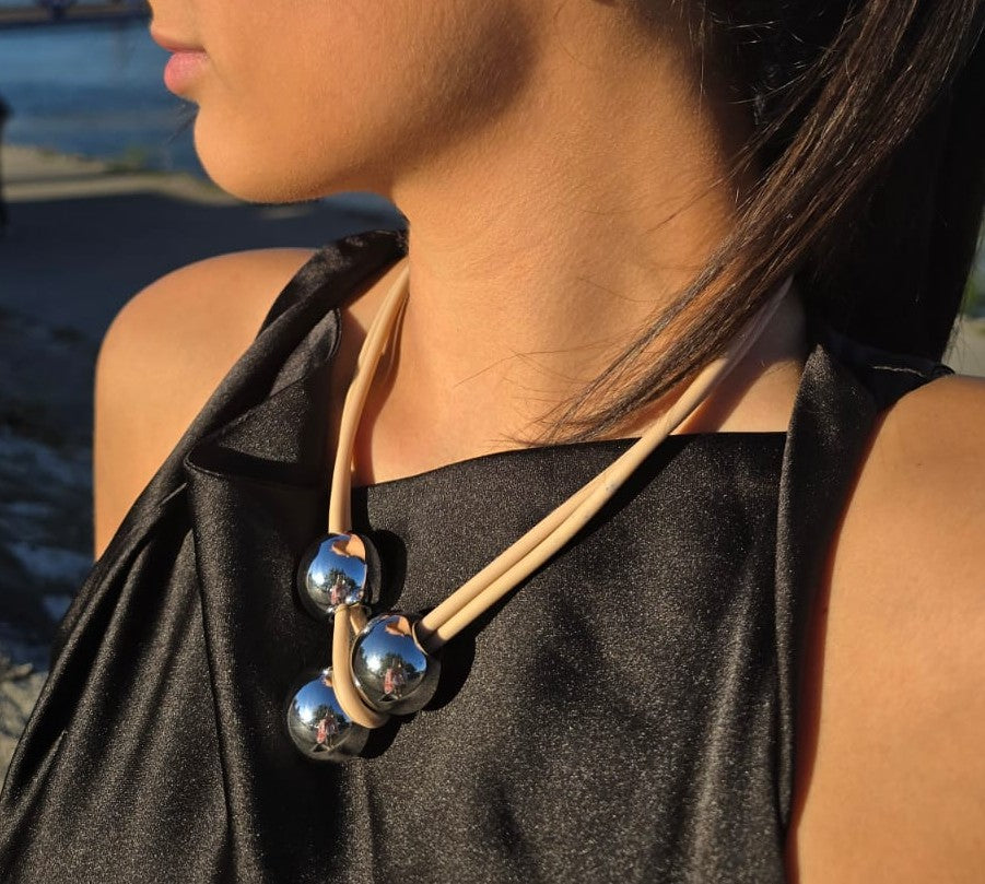 Modern Rubber 2in1 Necklace with High Quality Acrylic Beads, Handmade, Allergen Free, Personalized